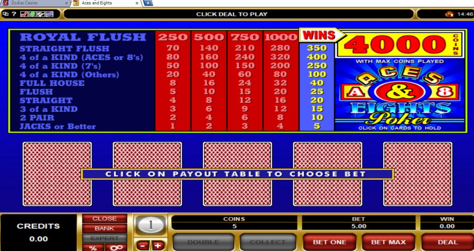 Play Aces and Eights Video Poker