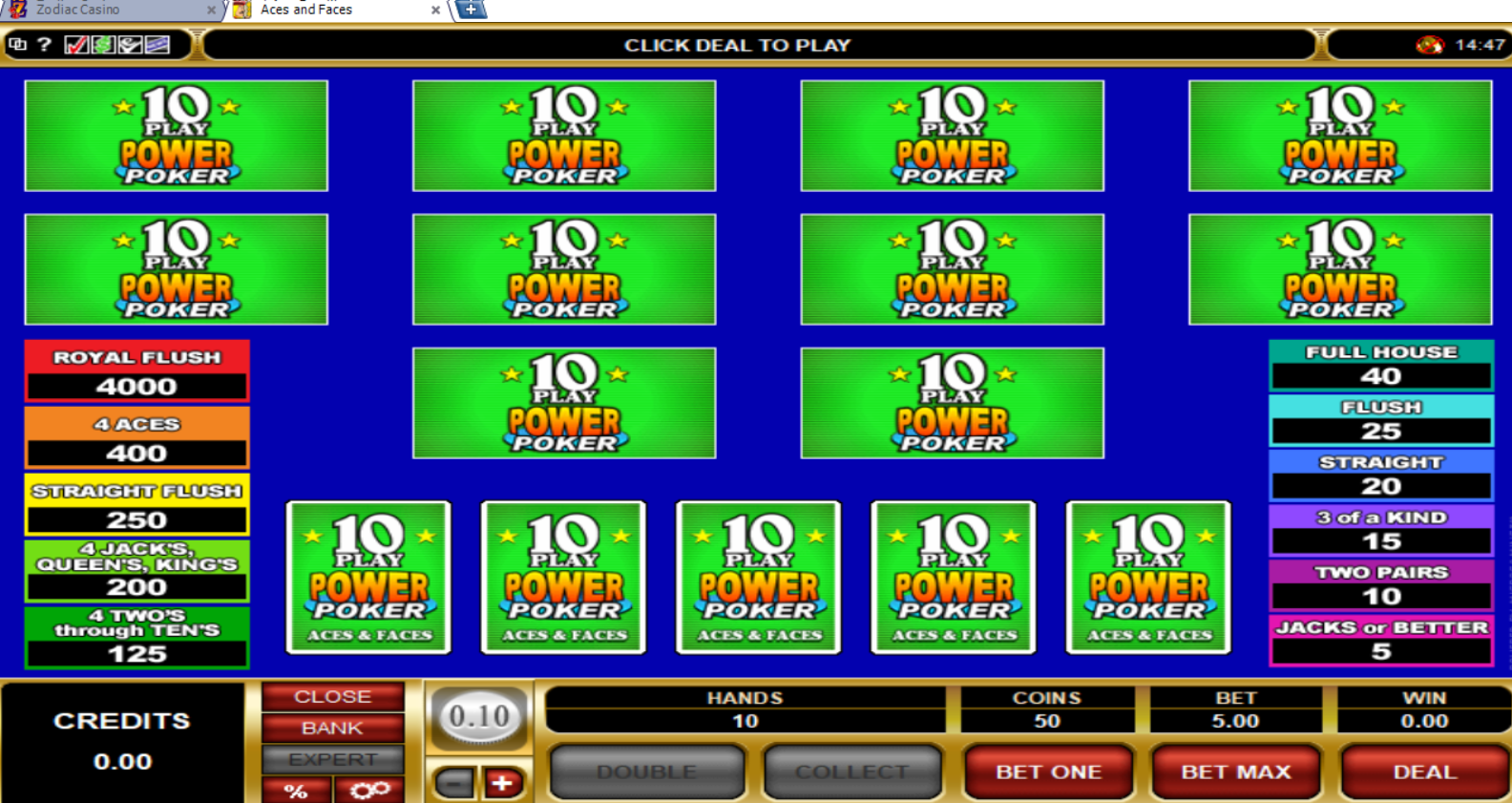 Play Aces and Faces 10 Play Power Poker