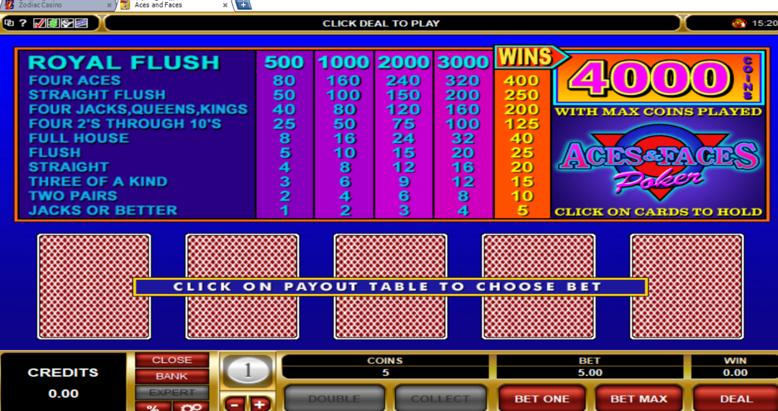 Aces and Faces Video Poker