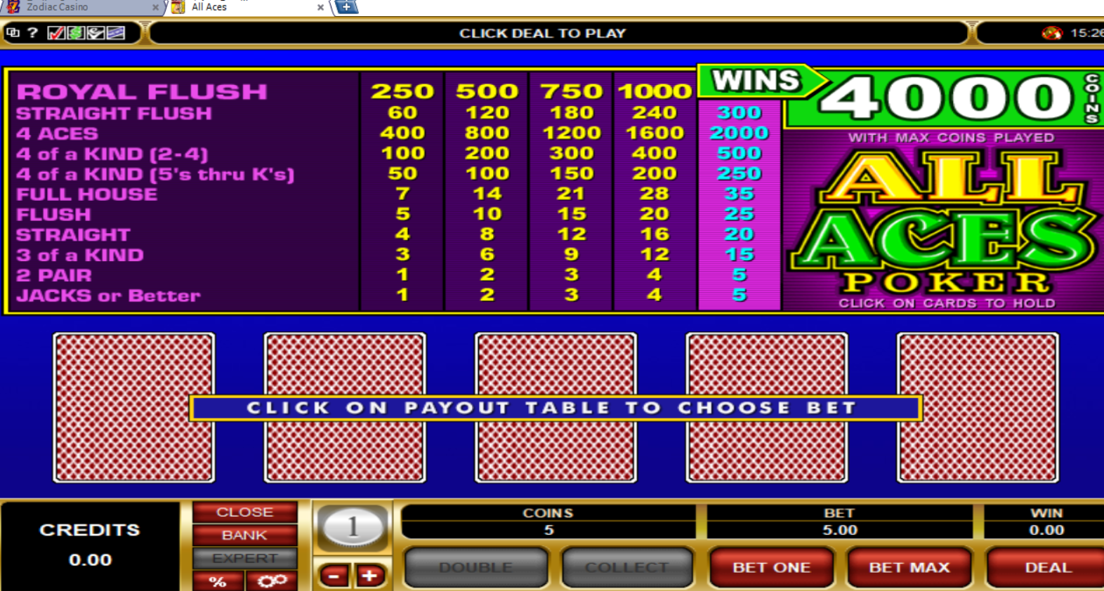 Play All Aces Video Poker